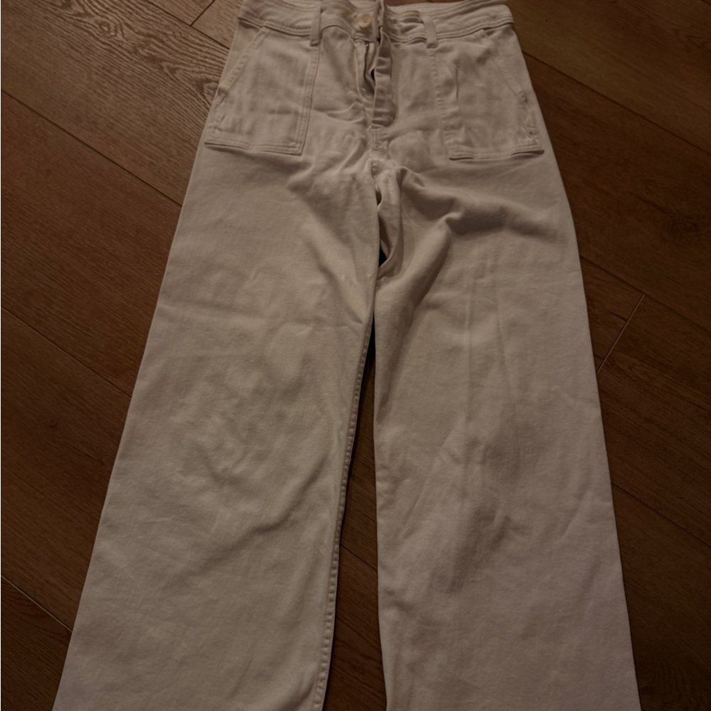 High Rise Cream Jeans